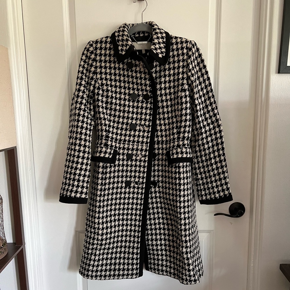 Hobbs London double breasted houndstooth coat! US Size 6